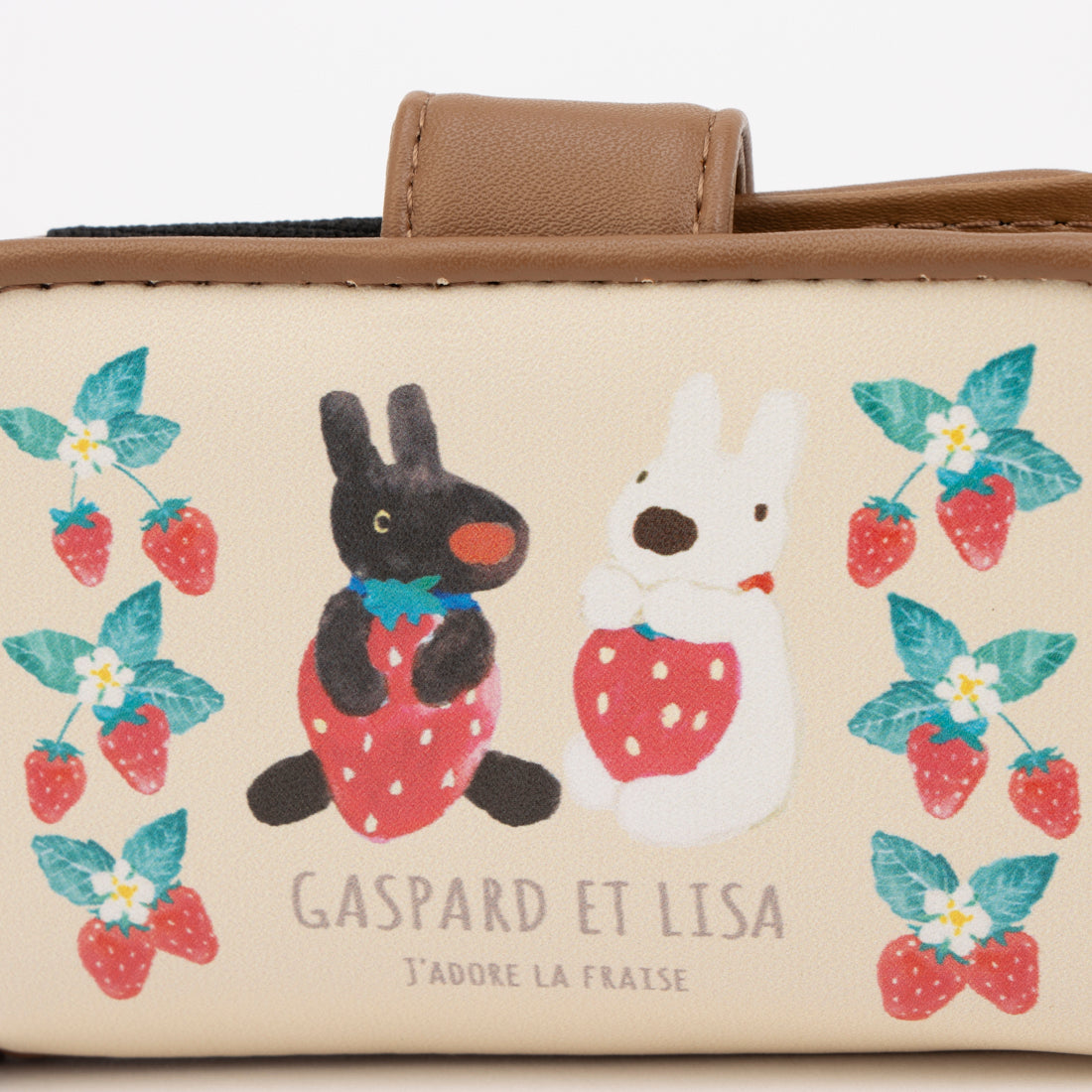 リサトガスパール Gaspard et Lisa リサとガスパール イチゴ柄 キーケース スマートキー対応（ブラウン） ブラウン