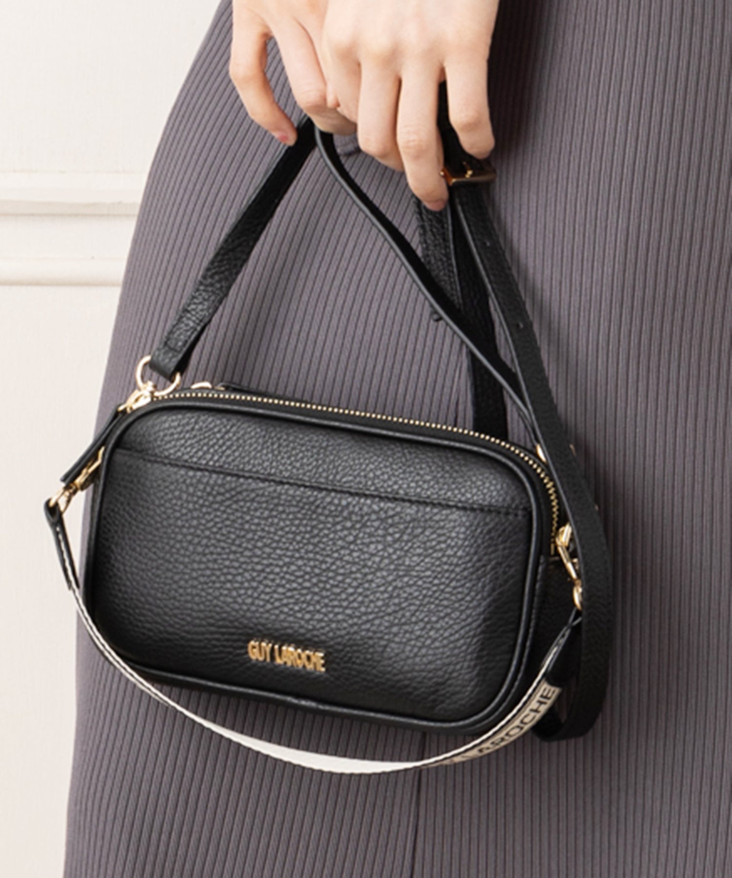 GuyLaroche ギラロッシュ ホースヘアー本革レザー チェーンバッグ ギ ラロッシュ Guy Laroche イタリアンレザー ヌーベルポシェット