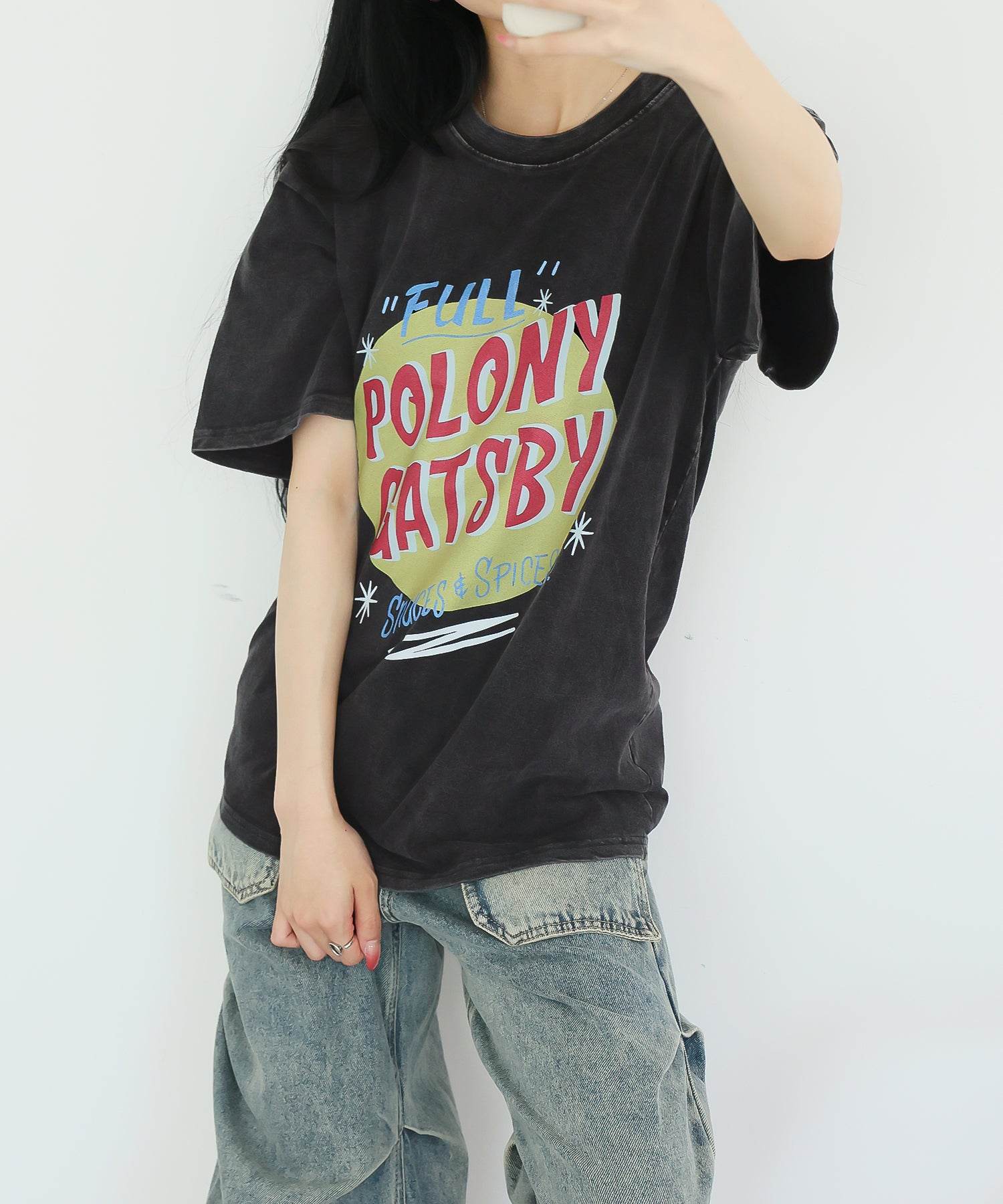 ガーリードール Girly Doll Tシャツ【韓国ファッション】 （ブラック） ブラック