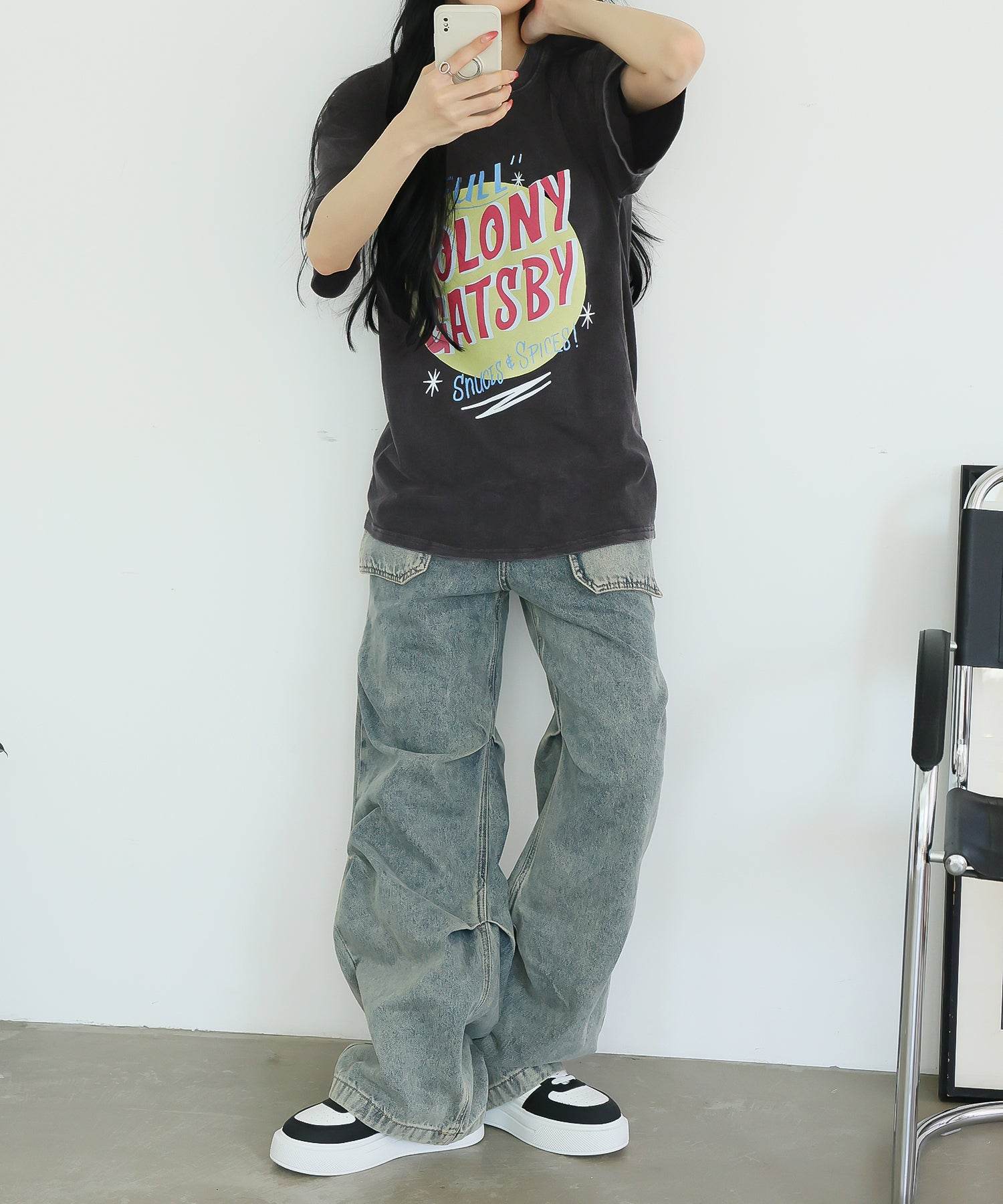 ガーリードール Girly Doll Tシャツ【韓国ファッション】 （ブラック） ブラック