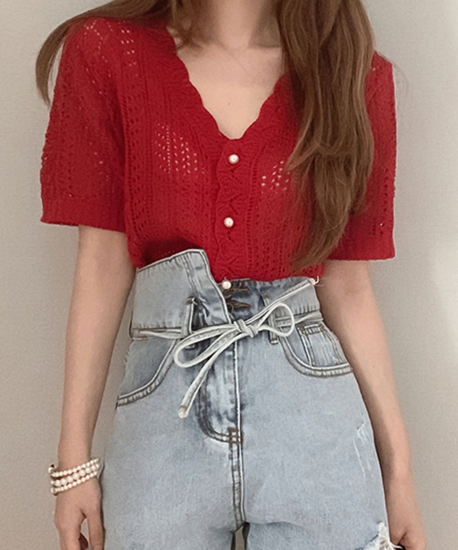 ガーリードール Girly Doll シャツ【韓国ファッション】 （レッド） レッド