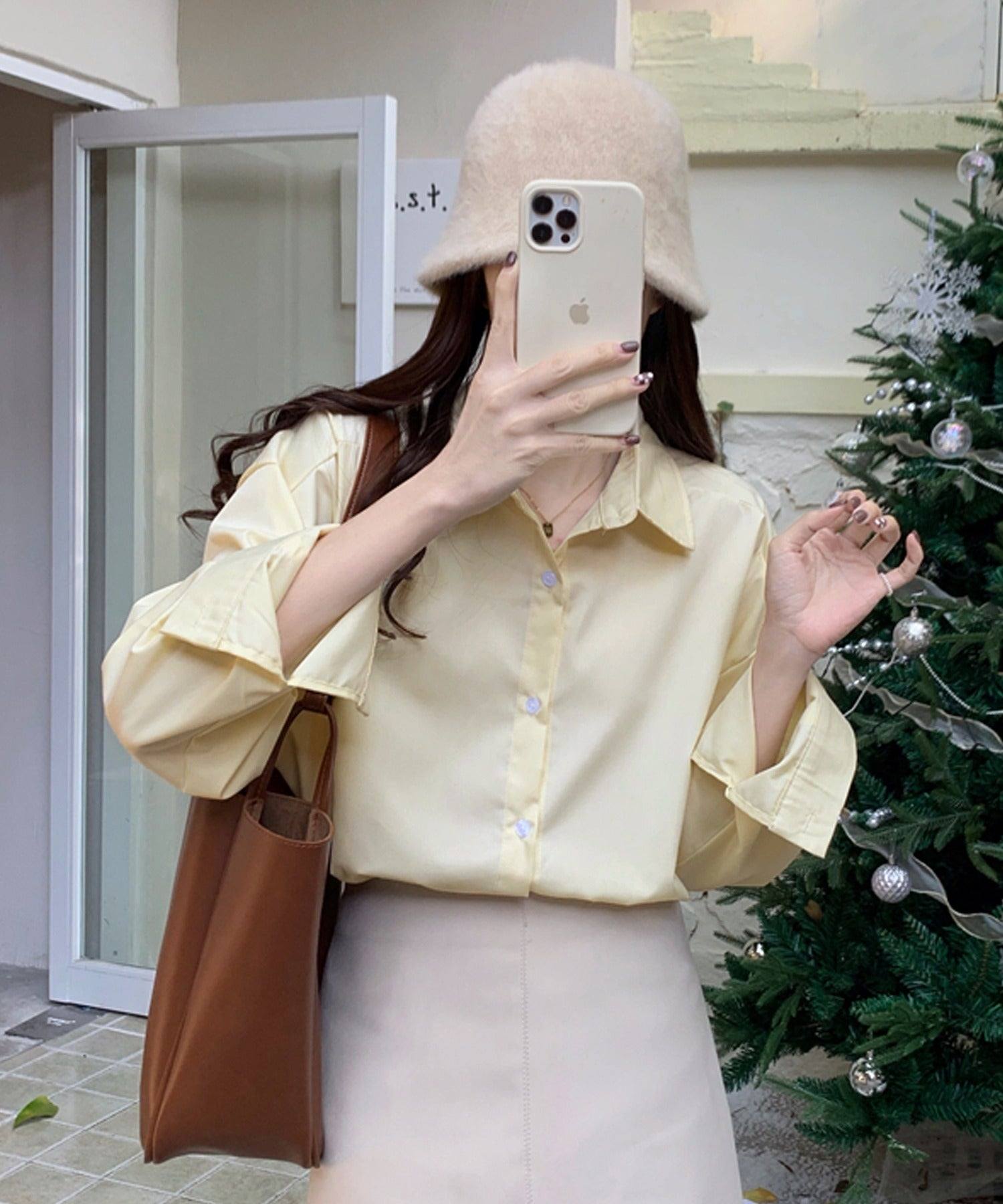 ガーリードール Girly Doll オーバーサイズシャツ【韓国ファッション】 （イエロー） イエロー