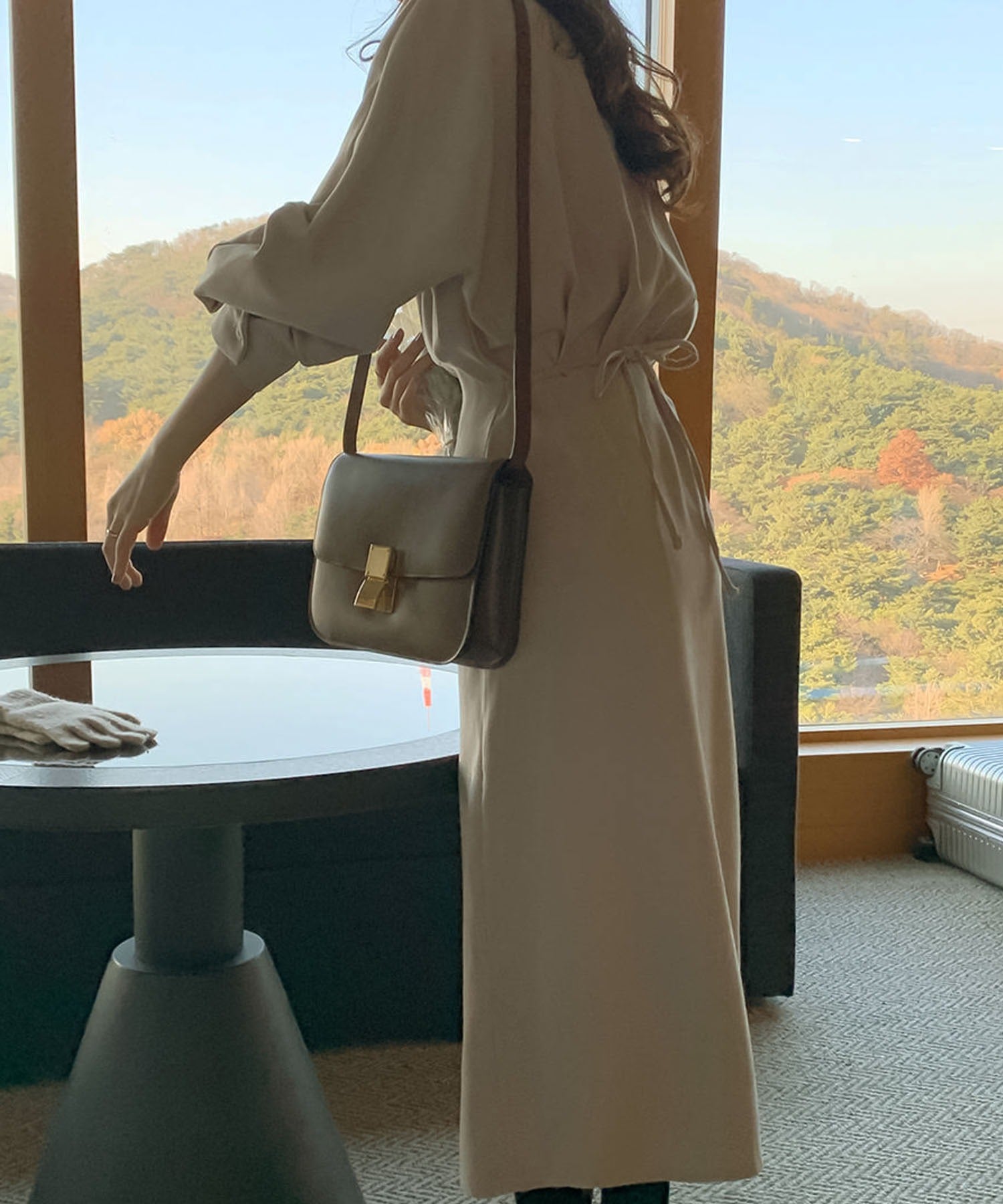 ガーリードール Girly Doll ボリュームシャツバルーンスリーブワンピース【韓国ファッション】 （ベージュ） ベージュ