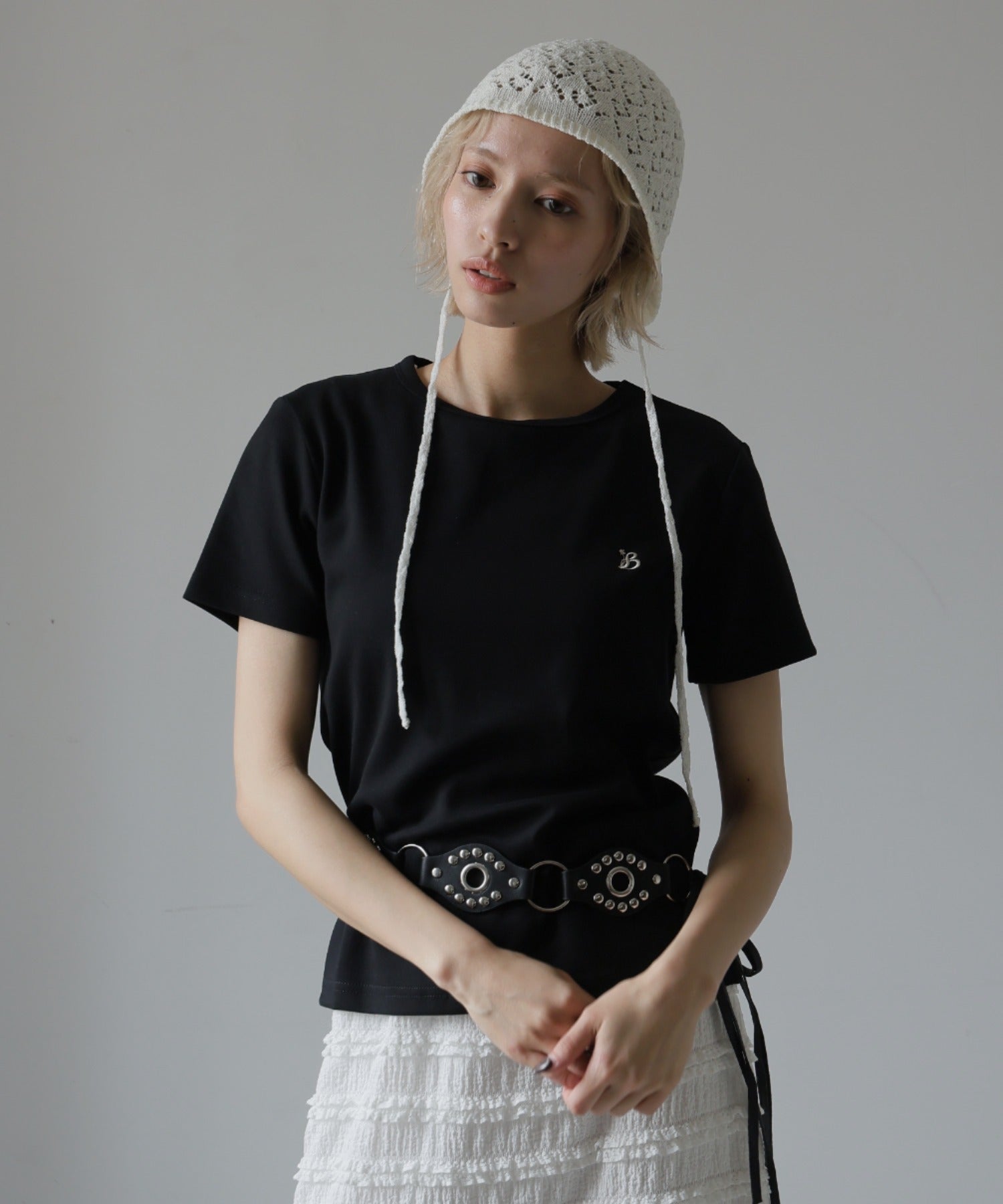 ガーリードール Girly Doll ワンポイント刺繍Tシャツ （ブラック） ブラック