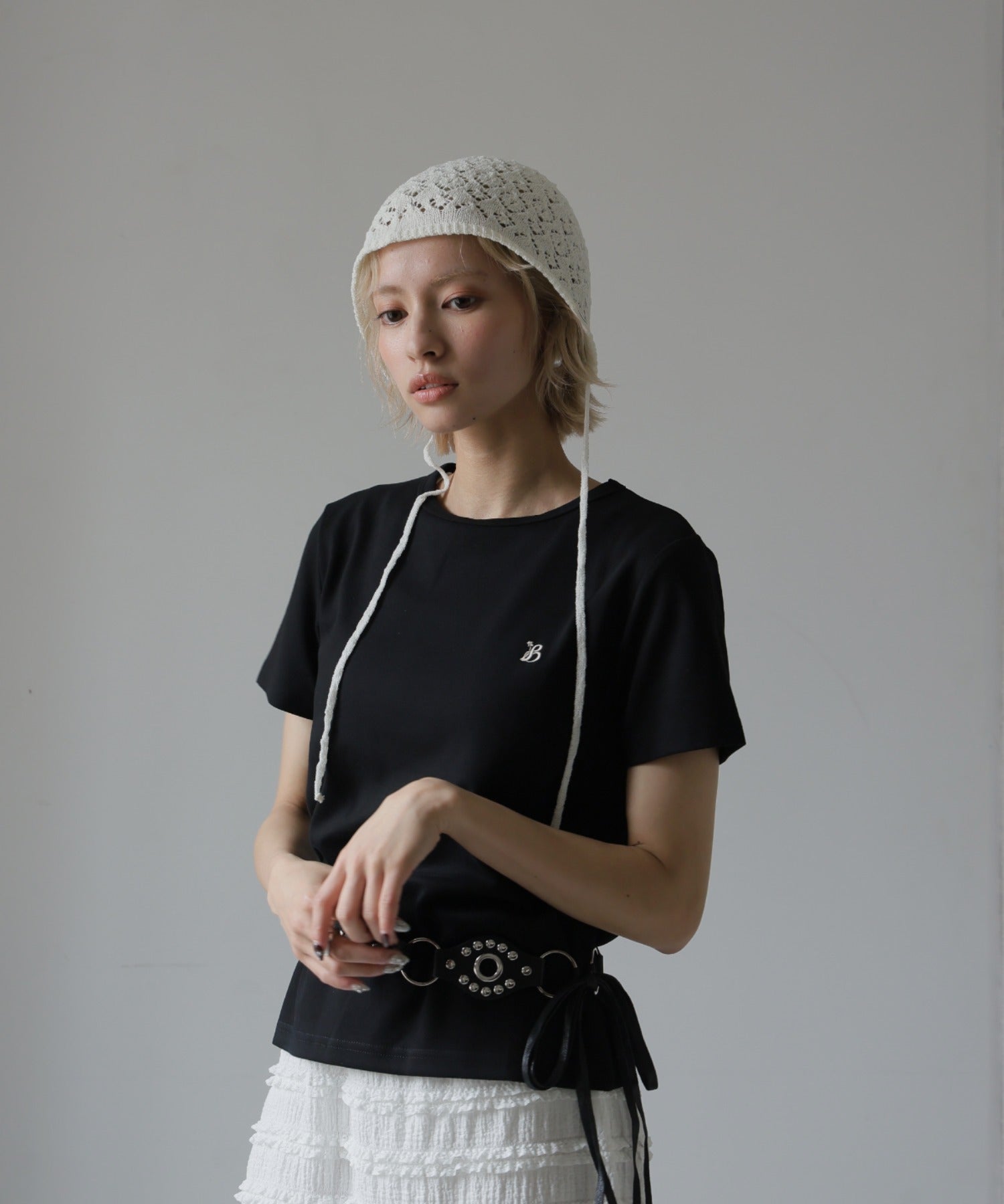 ガーリードール Girly Doll ワンポイント刺繍Tシャツ （ブラック） ブラック