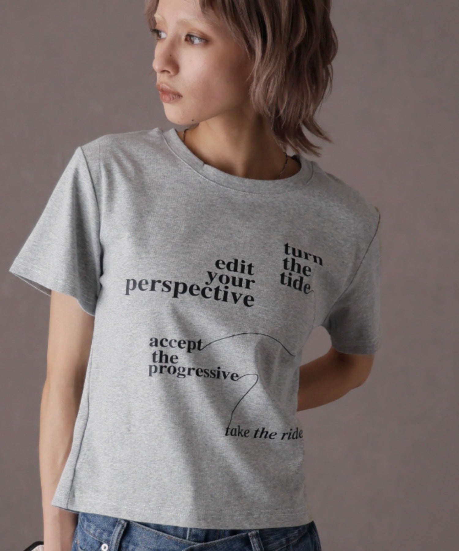 ガーリードール Girly Doll ロゴプリントコンパクトTシャツ （グレー） グレー