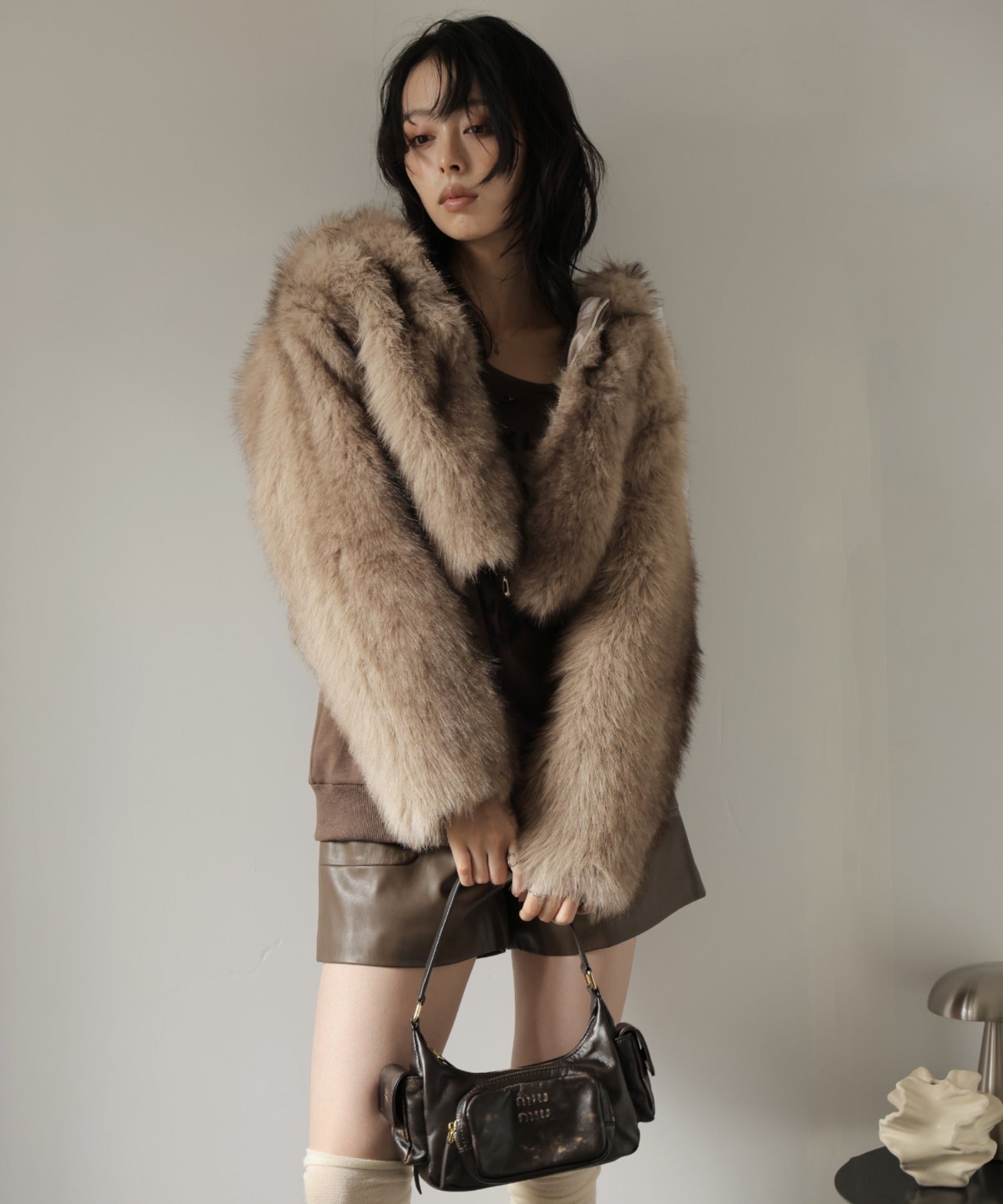 ガーリードール Girly Doll フード付きフェイクファーショート丈コート （ライトブラウン） ライトブラウン