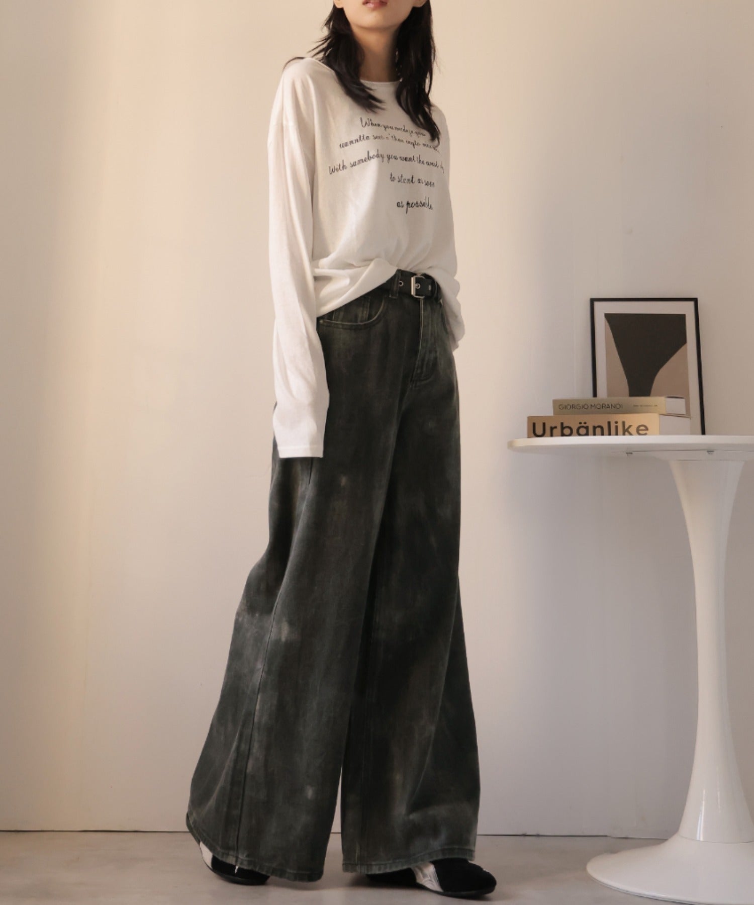 ガーリードール Girly Doll タイダイデザインワイドデニム （ダークグレー） ダークグレー