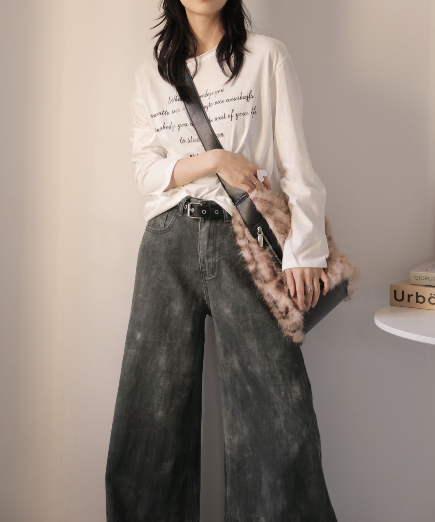 ガーリードール Girly Doll タイダイデザインワイドデニム （ダークグレー） ダークグレー