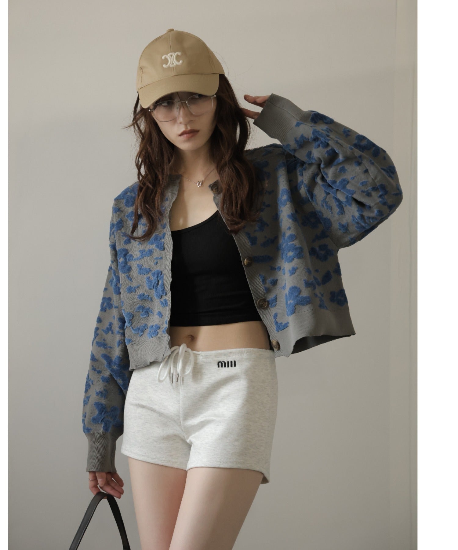 ガーリードール Girly Doll モール花柄ショートカーデ （グレー） グレー