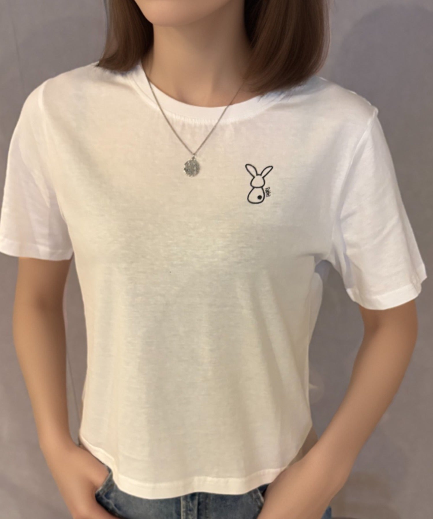 ガーリードール Girly Doll ラビットモチーフワンポイントTシャツ （ブラック） ブラック