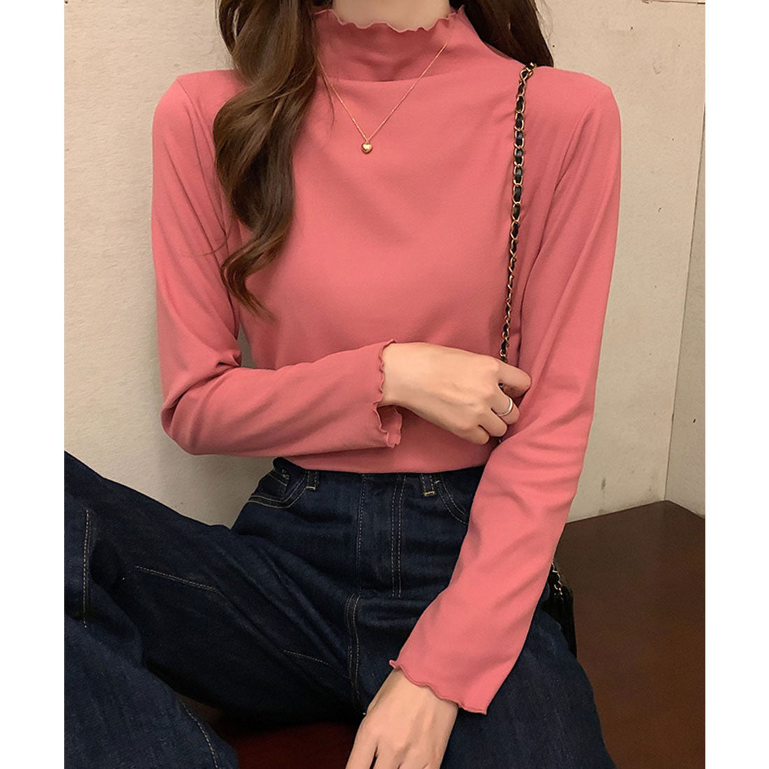 Girly Doll High Neck Mellow Top [Korean Fashion] [Spring/Summer New Item]