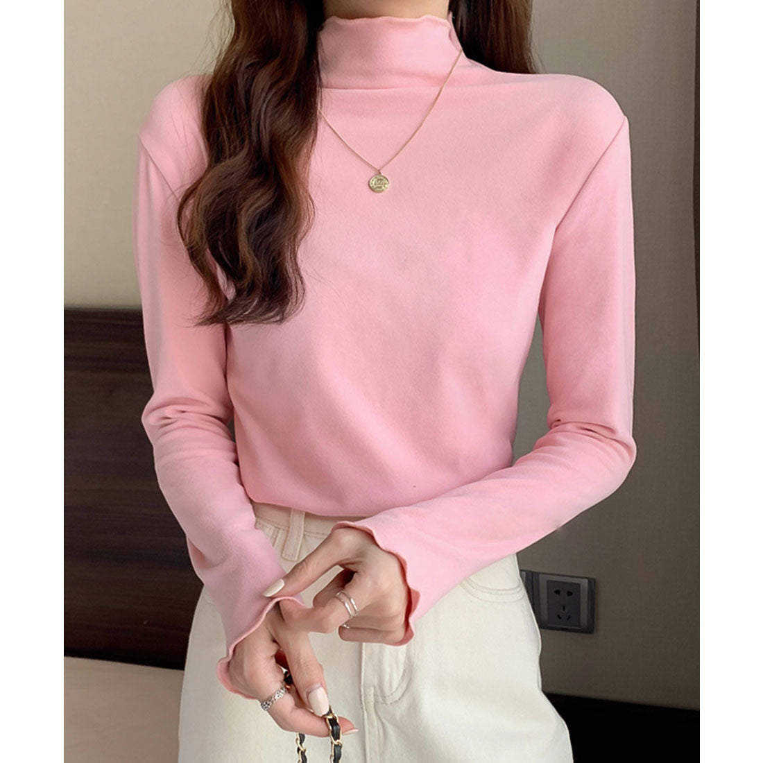 Girly Doll High Neck Mellow Top [Korean Fashion] [Spring/Summer New Item]