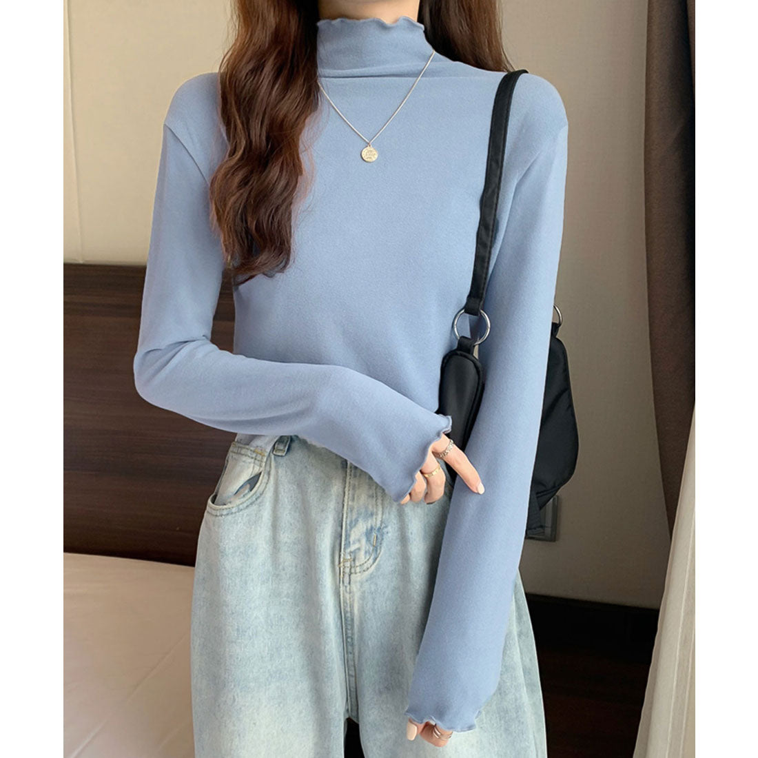 Girly Doll High Neck Mellow Top [Korean Fashion] [Spring/Summer New Item]