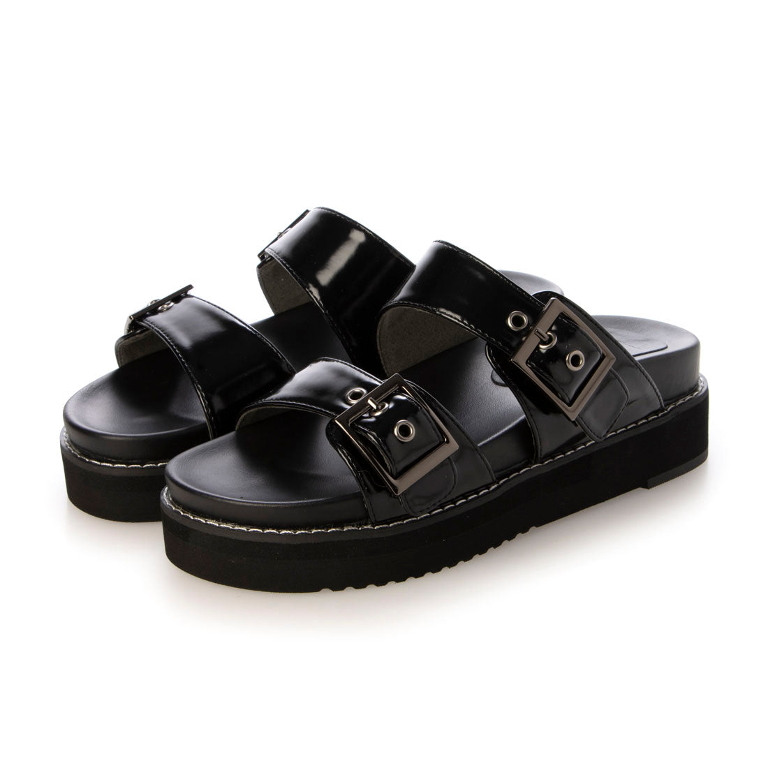 ギャザー gather レディーススライドサンダル （BLK/EN） BLK/EN