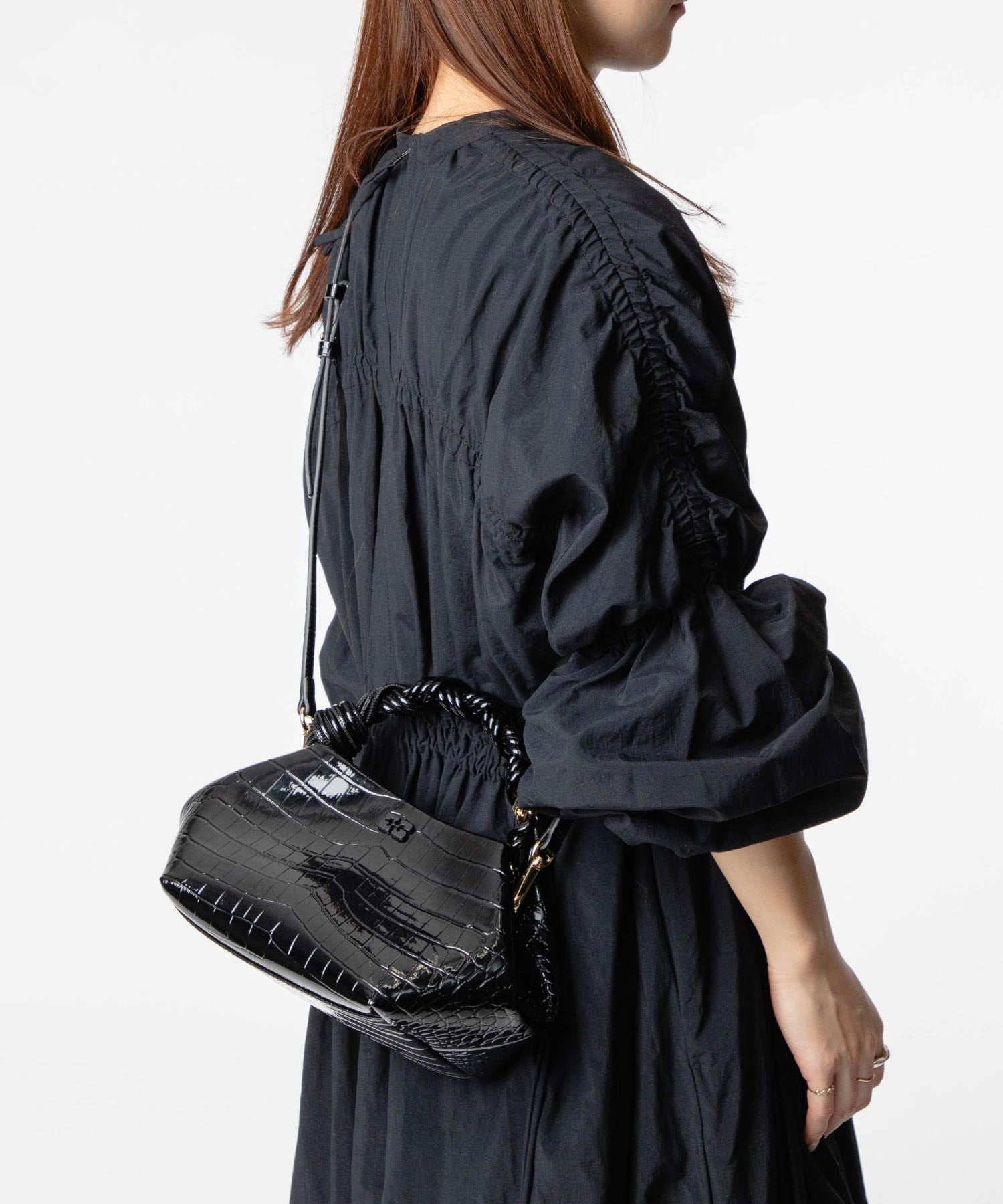 ガニー GANNI ガニー GANNI A6083 ショルダーバッグ Bou Bag Small Patent Croco レディース バック クロコ パテントハンドバッグ （ブラック） ブラック