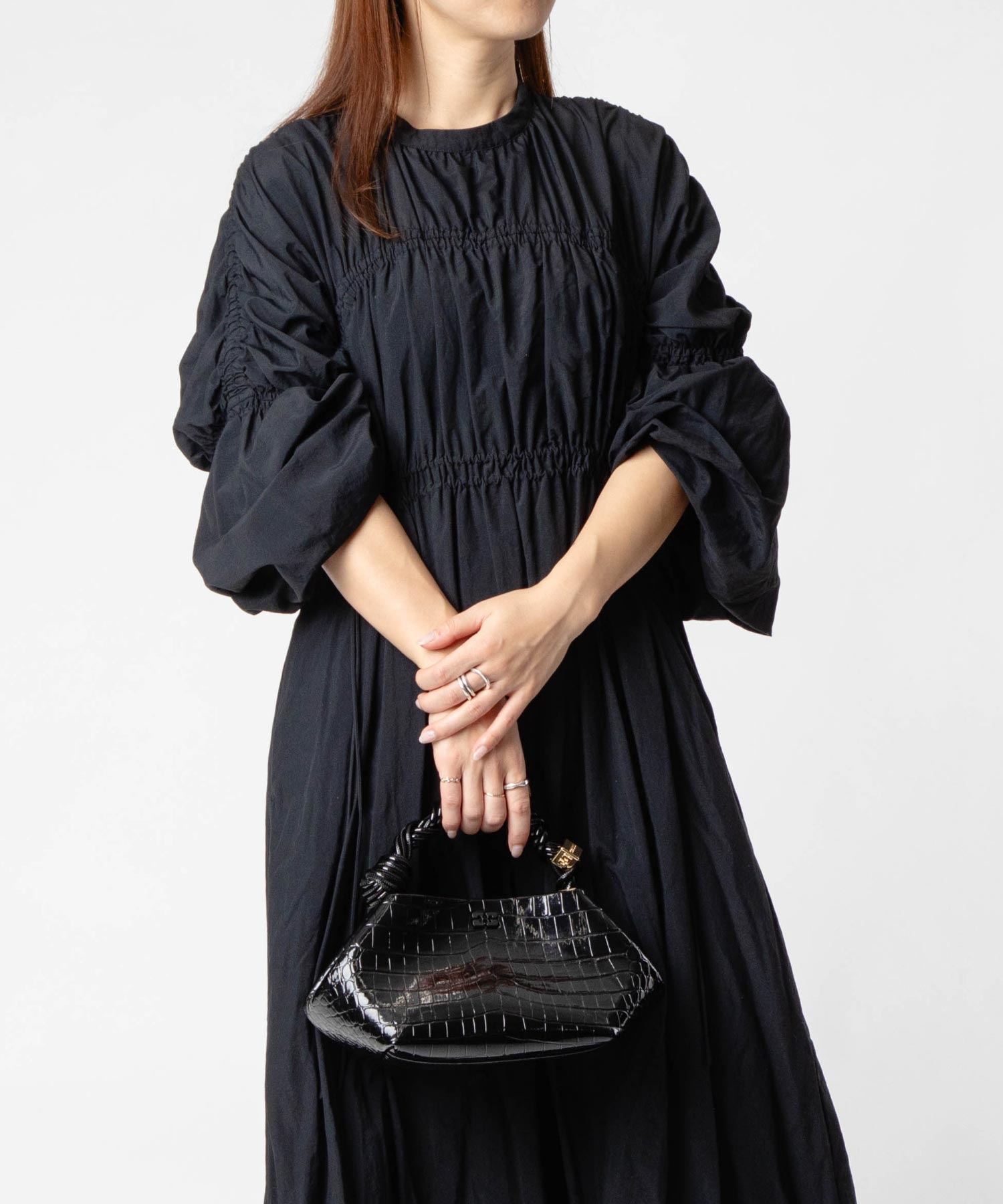 ガニー GANNI ガニー GANNI A6083 ショルダーバッグ Bou Bag Small Patent Croco レディース バック クロコ パテントハンドバッグ （ブラック） ブラック
