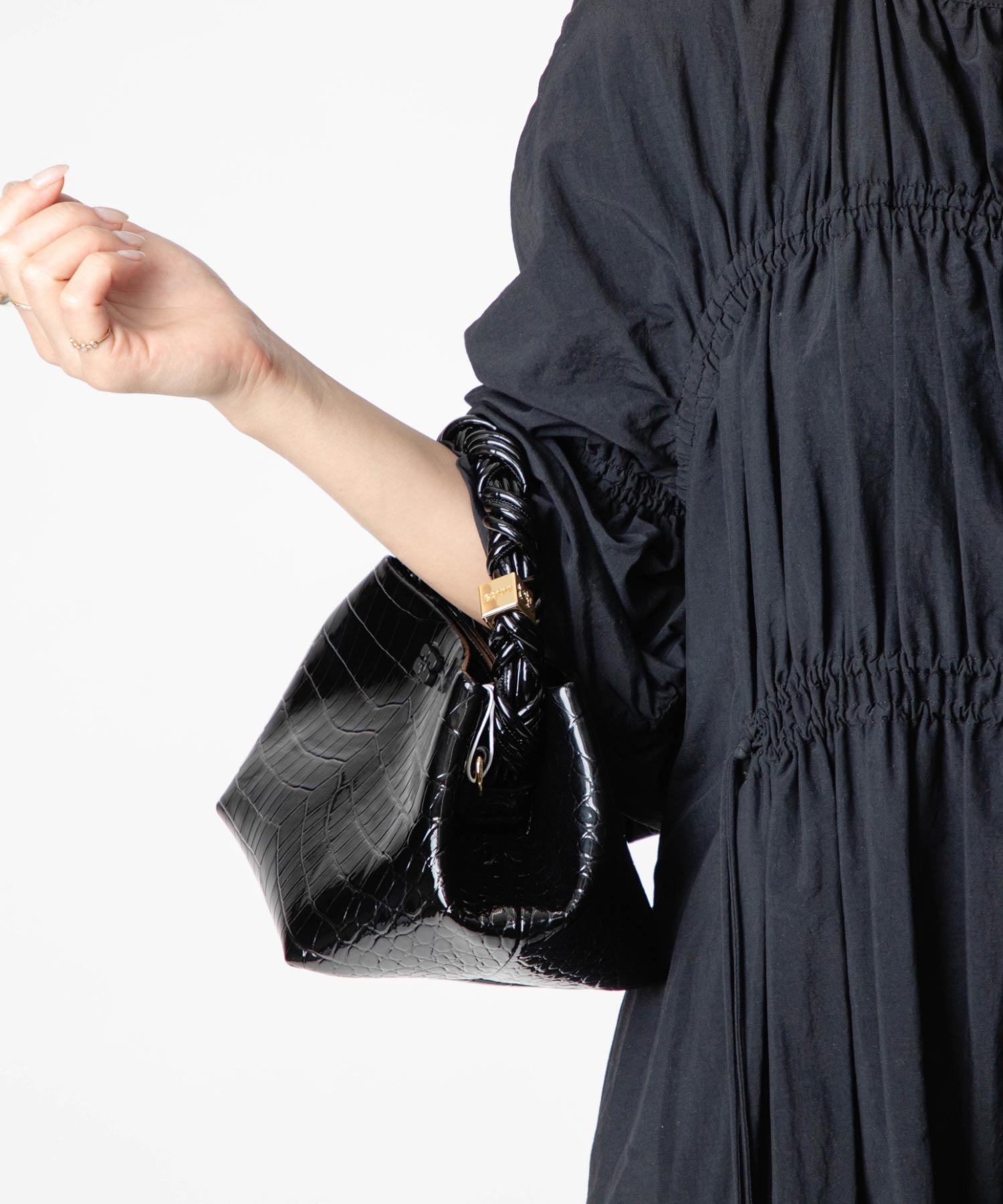 ガニー GANNI ガニー GANNI A6083 ショルダーバッグ Bou Bag Small Patent Croco レディース バック クロコ パテントハンドバッグ （ブラック） ブラック