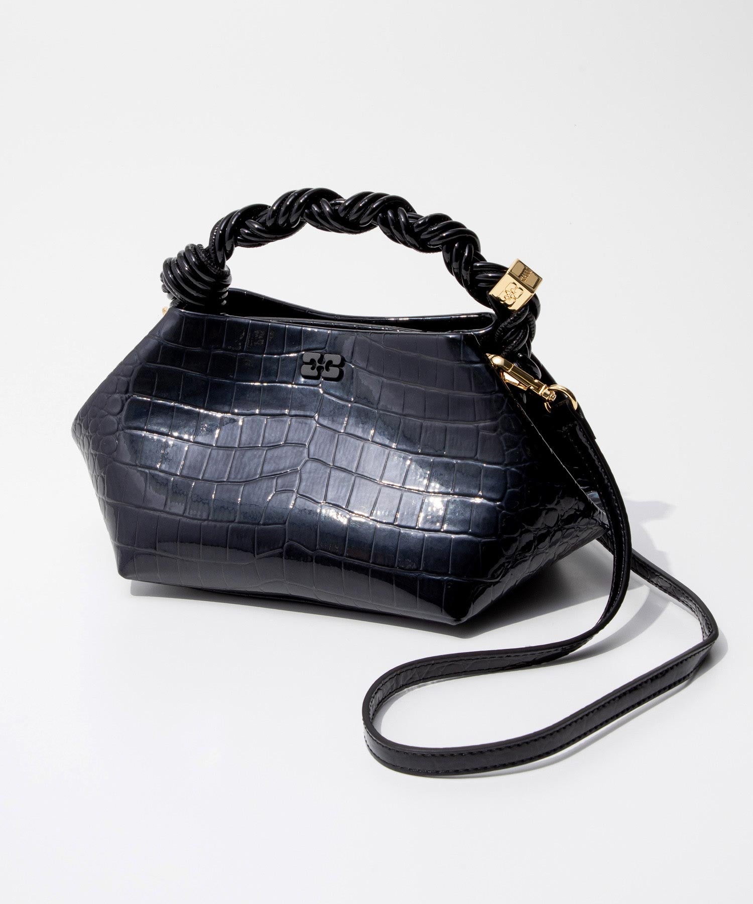 ガニー GANNI ガニー GANNI A6083 ショルダーバッグ Bou Bag Small Patent Croco レディース バック クロコ パテントハンドバッグ （ブラック） ブラック