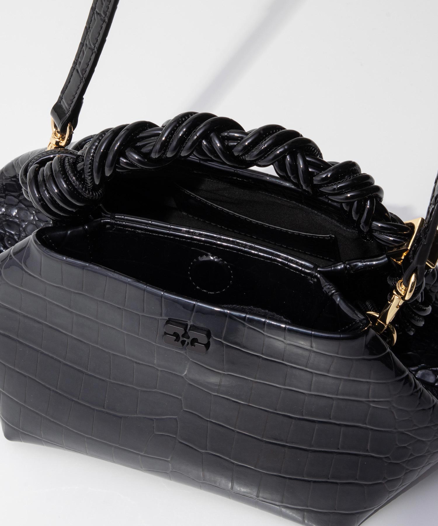ガニー GANNI ガニー GANNI A6083 ショルダーバッグ Bou Bag Small Patent Croco レディース バック クロコ パテントハンドバッグ （ブラック） ブラック