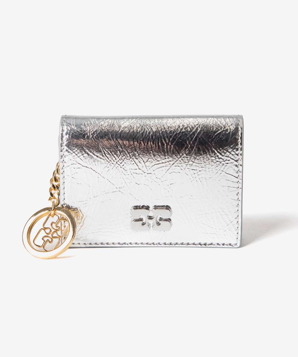 ガニー GANNI ガニー GANNI Bou Flap Card Holder Metallic ボウ フラップ カードホルダー メタリック A6393 カードケース レディース 財布 小物 （SILVER/シルバー） SILVER/シルバー