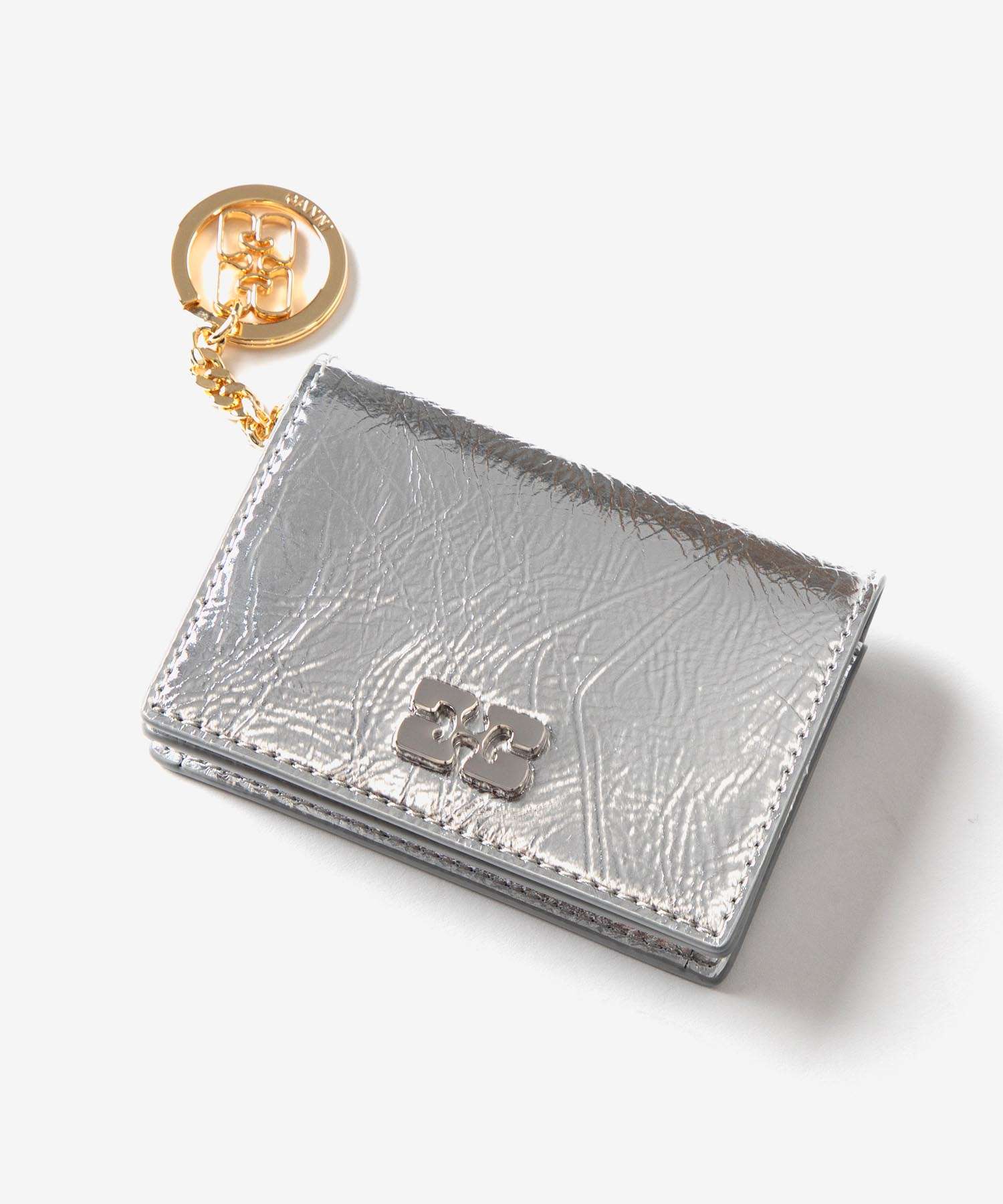 ガニー GANNI ガニー GANNI Bou Flap Card Holder Metallic ボウ フラップ カードホルダー メタリック A6393 カードケース レディース 財布 小物 （SILVER/シルバー） SILVER/シルバー