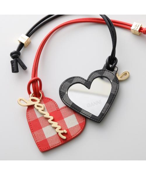 ガニー GANNI GANNI バッグチャーム Ganni Bou Heart Mirror A6762 A6764 （A6764/847/Red-Alert） A6764/847/Red-Alert