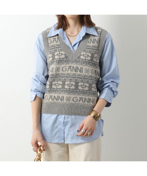 ガニー GANNI GANNI ニットベスト Logo Wool Mix Vest （K2036/523/Frost-Gray） K2036/523/Frost-Gray