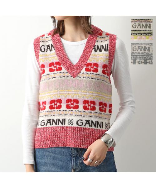 ガニー GANNI GANNI ニットベスト Logo Wool Mix Vest （K2036/523/Frost-Gray） K2036/523/Frost-Gray