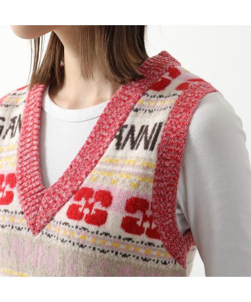 ガニー GANNI GANNI ニットベスト Logo Wool Mix Vest （K2036/523/Frost-Gray） K2036/523/Frost-Gray
