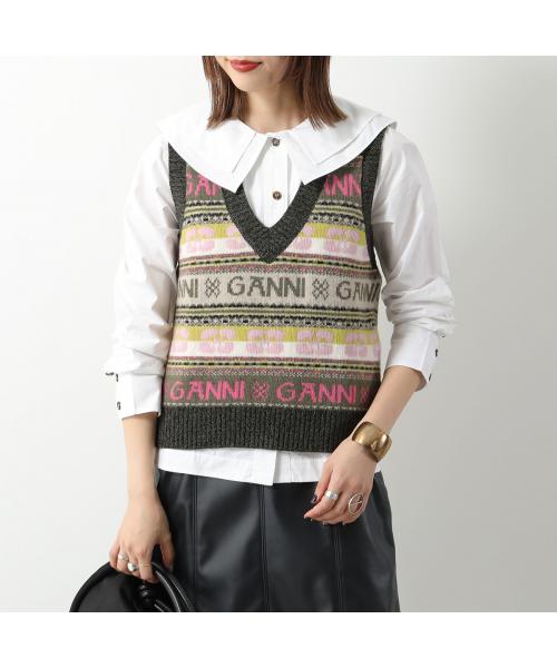 ガニー GANNI GANNI ニットベスト Logo Wool Mix Vest （K1972/861/Kalamata） K1972/861/Kalamata