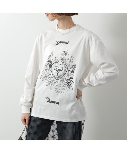 ガニー GANNI GANNI 長袖 Tシャツ T4139 カットソー ロゴ （135/Egret） 135/Egret
