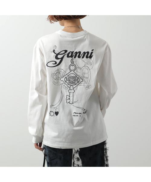 ガニー GANNI GANNI 長袖 Tシャツ T4139 カットソー ロゴ （135/Egret） 135/Egret