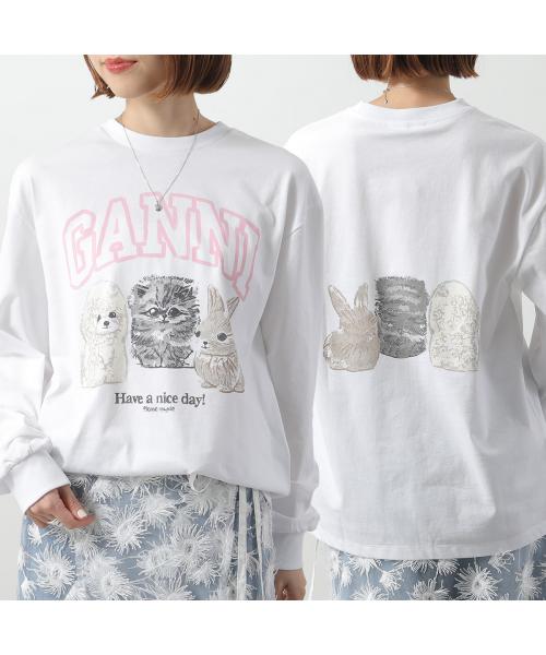 ガニー GANNI GANNI ロンT Re-cut Heavy Jersey Animals Long sleeve T4275 （151/Bright-White） 151/Bright-White