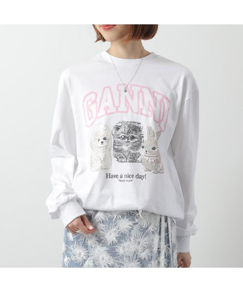 ガニー GANNI GANNI ロンT Re-cut Heavy Jersey Animals Long sleeve T4275 （151/Bright-White） 151/Bright-White
