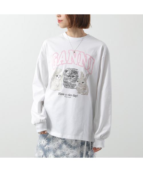 ガニー GANNI GANNI ロンT Re-cut Heavy Jersey Animals Long sleeve T4275 （151/Bright-White） 151/Bright-White