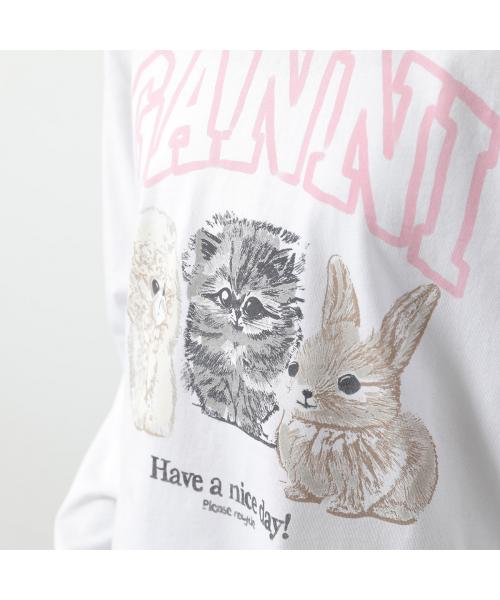 ガニー GANNI GANNI ロンT Re-cut Heavy Jersey Animals Long sleeve T4275 （151/Bright-White） 151/Bright-White
