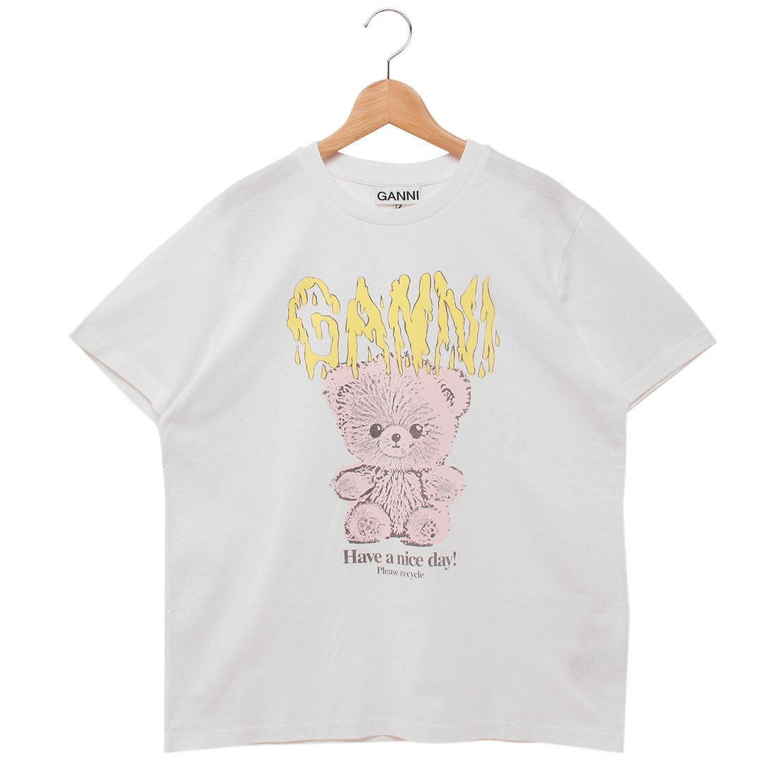 ガニー GANNI Tシャツ カットソー クマ プリントTシャツ ホワイト レディース GANNI T4289 151 （BRIGHT WHITE） BRIGHT WHITE
