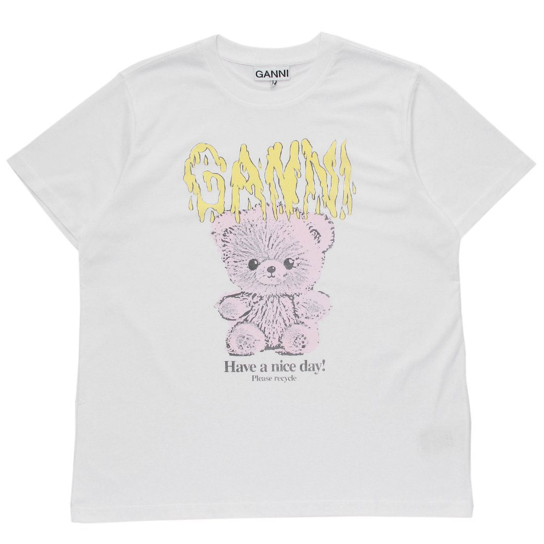 ガニー GANNI Tシャツ カットソー クマ プリントTシャツ ホワイト レディース GANNI T4289 151 （BRIGHT WHITE） BRIGHT WHITE