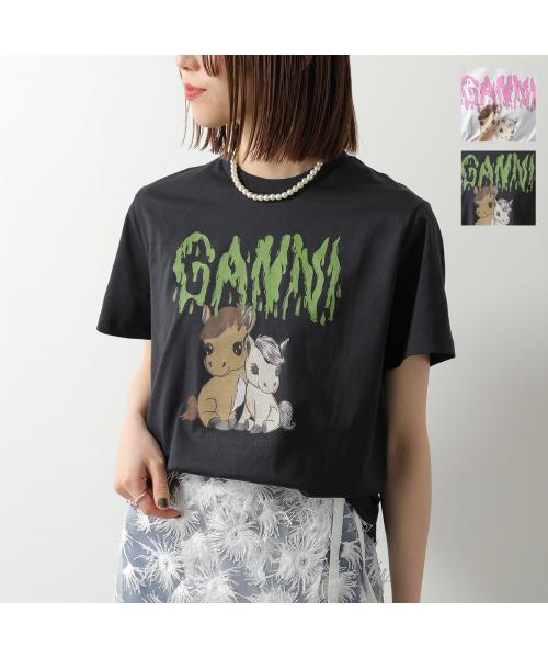 ガニー GANNI GANNI 半袖 Tシャツ Basic Cotton Jersey T-shirt A1050048 （151/Bright-White/ホワイト） 151/Bright-White/ホワイト