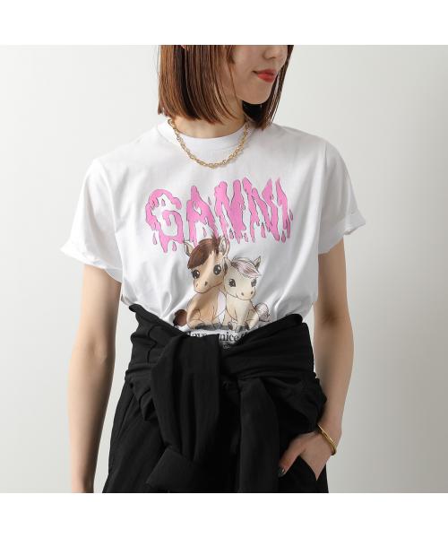 ガニー GANNI GANNI 半袖 Tシャツ Basic Cotton Jersey T-shirt A1050048 （151/Bright-White/ホワイト） 151/Bright-White/ホワイト