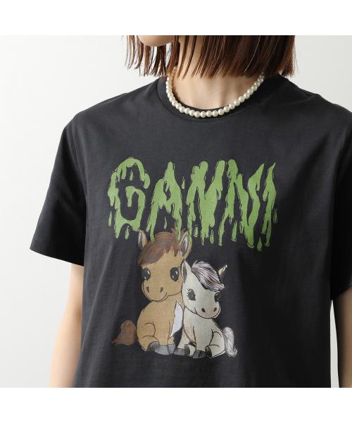 ガニー GANNI GANNI 半袖 Tシャツ Basic Cotton Jersey T-shirt A1050048 （151/Bright-White/ホワイト） 151/Bright-White/ホワイト