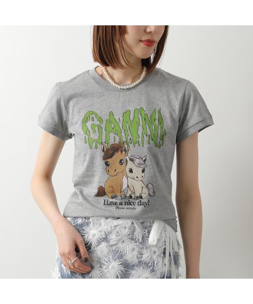 ガニー GANNI GANNI Tシャツ A1050053 半袖 コットン （920/Paloma/ライトグレー） 920/Paloma/ライトグレー