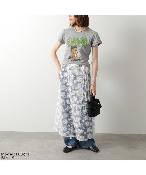 ガニー GANNI GANNI Tシャツ A1050053 半袖 コットン （920/Paloma/ライトグレー） 920/Paloma/ライトグレー