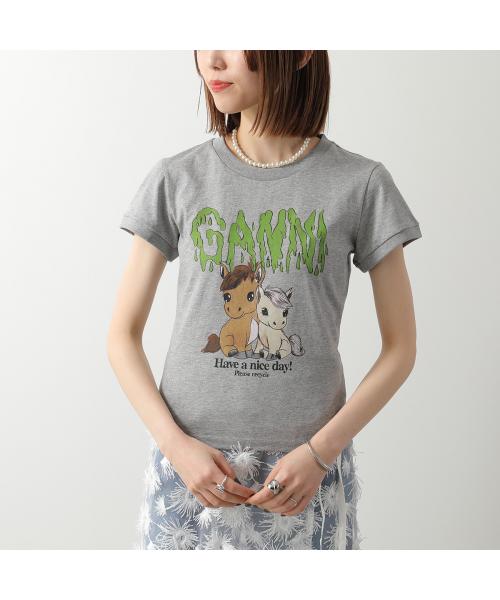ガニー GANNI GANNI Tシャツ A1050053 半袖 コットン （920/Paloma/ライトグレー） 920/Paloma/ライトグレー