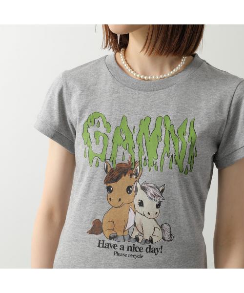ガニー GANNI GANNI Tシャツ A1050053 半袖 コットン （920/Paloma/ライトグレー） 920/Paloma/ライトグレー