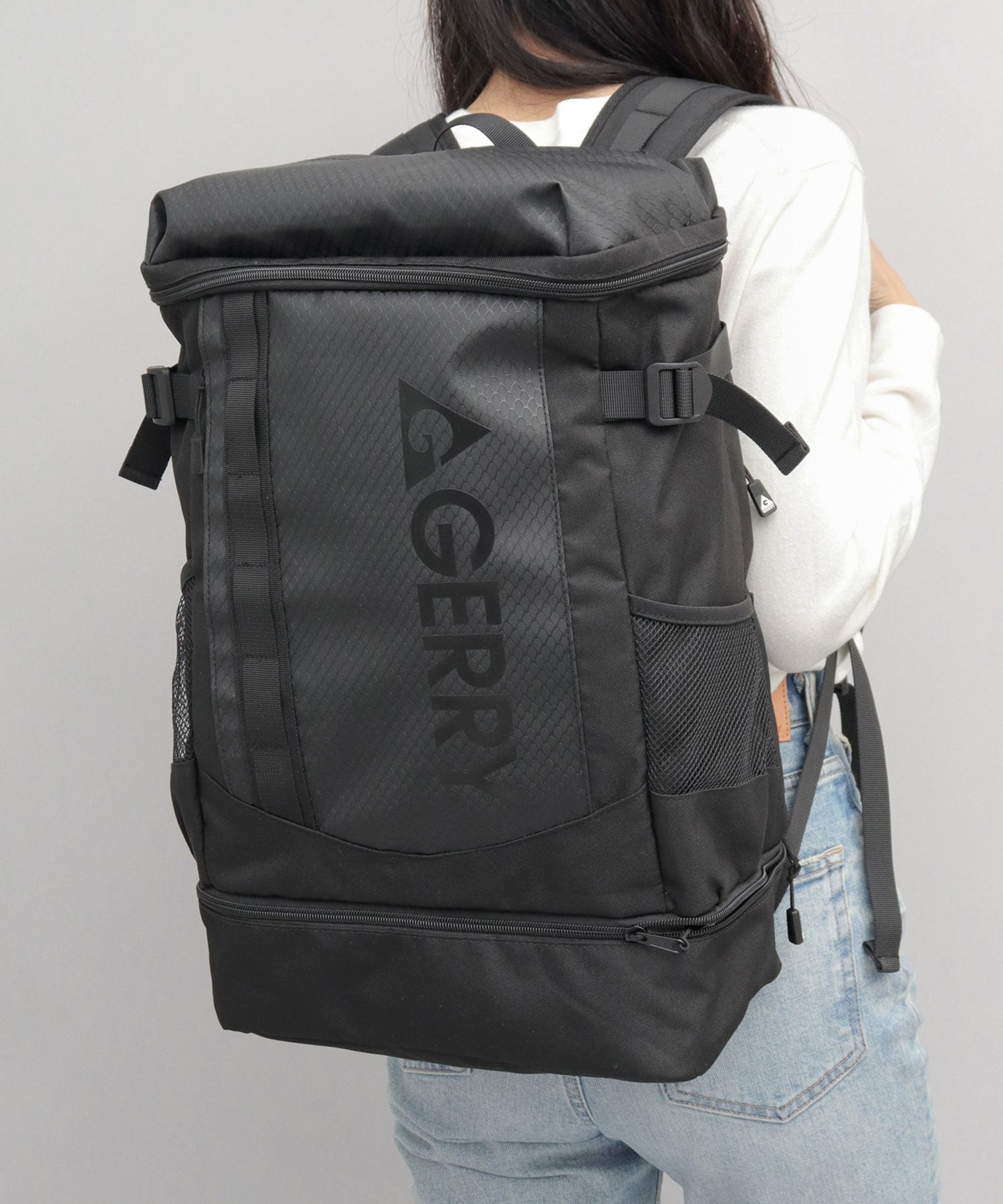 ジェリー GERRY レインカバー付き / ビッグサイズ ボックス型 バックパック / 大容量 / シューズ収納可
