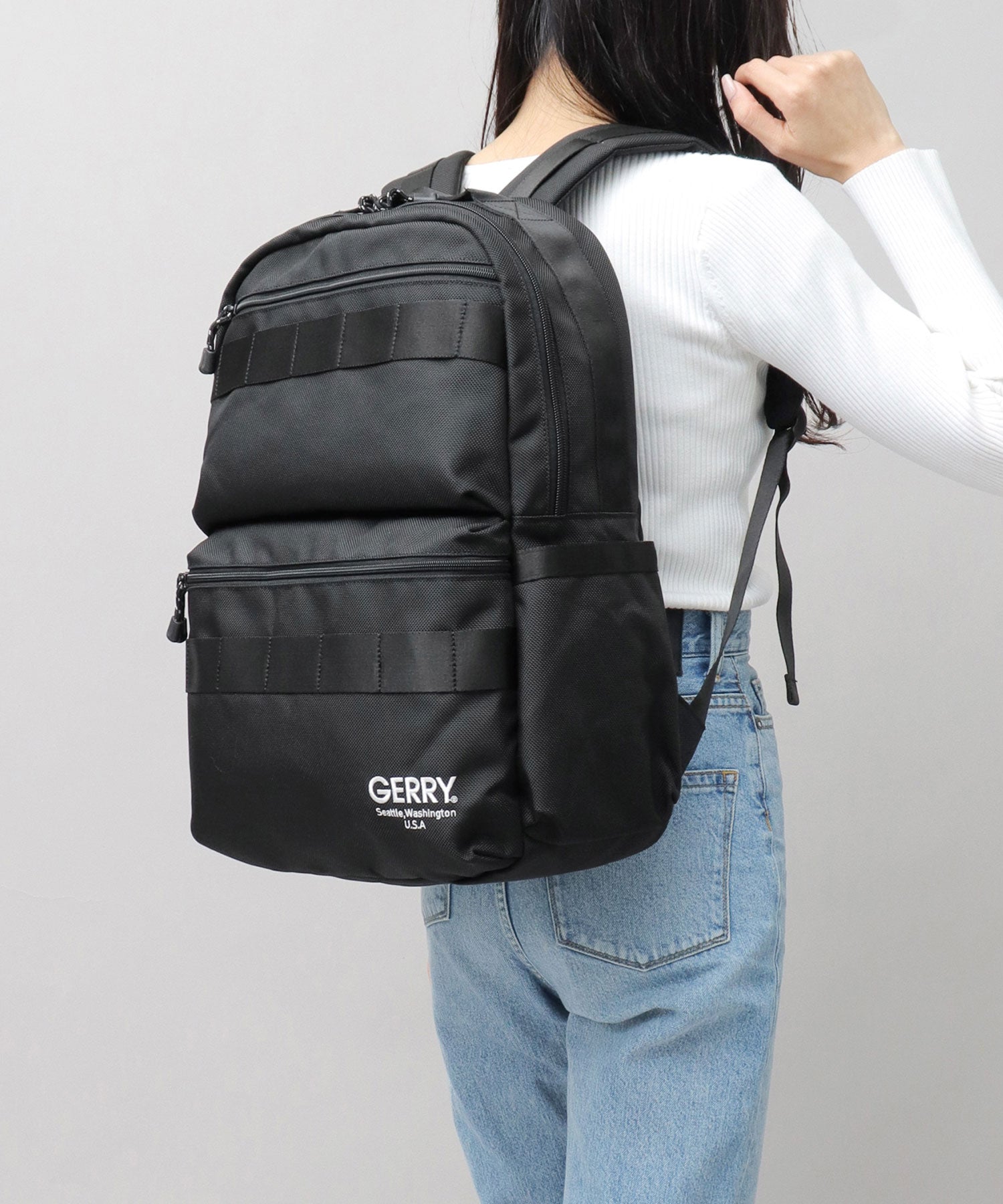 ジェリー GERRY 撥水加工 ロバストナイロン 2ポケット バックパック リュック スクエアバックパック