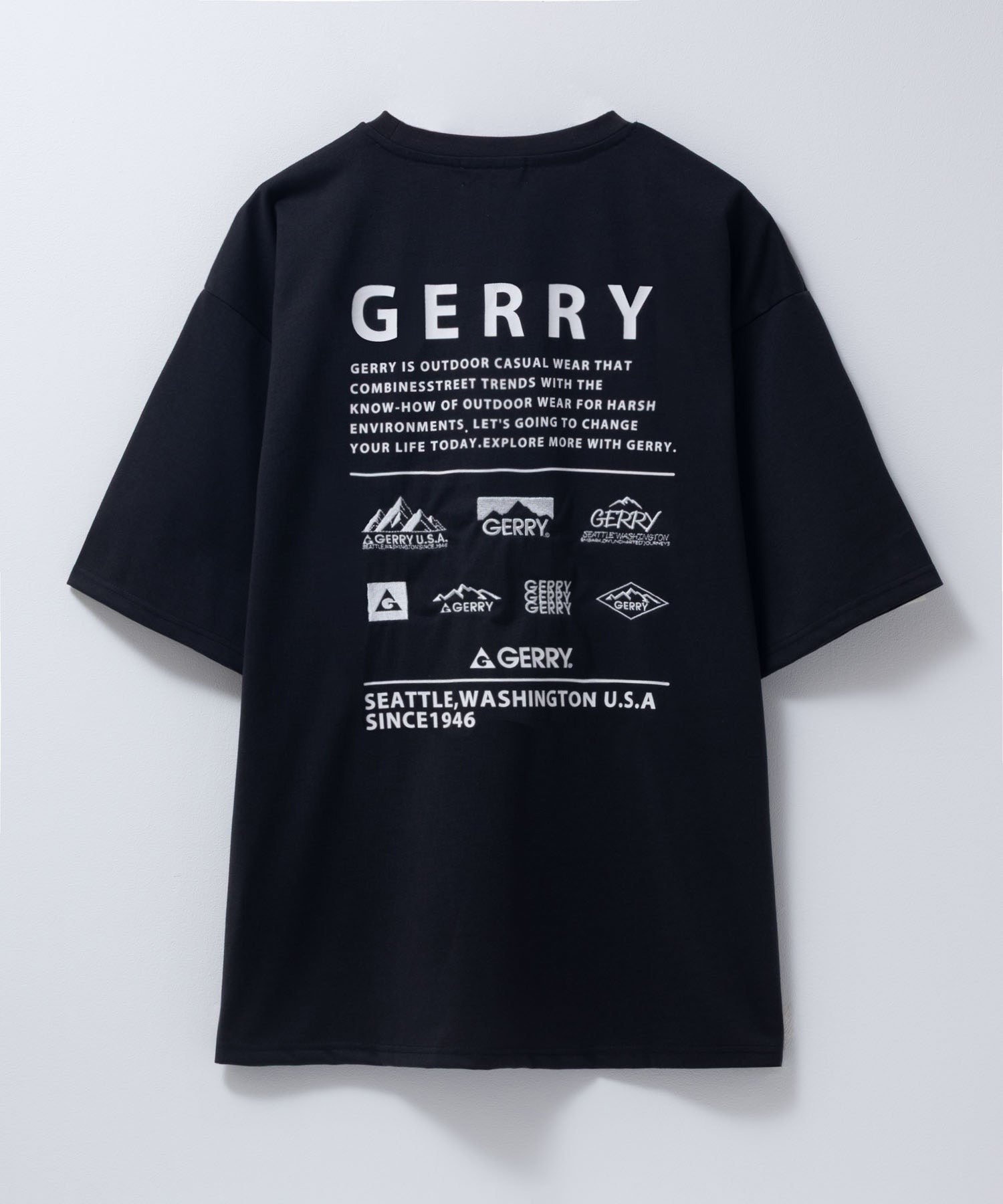 ジェリー GERRY 刺繍プリントTシャツ （ブラック） ブラック