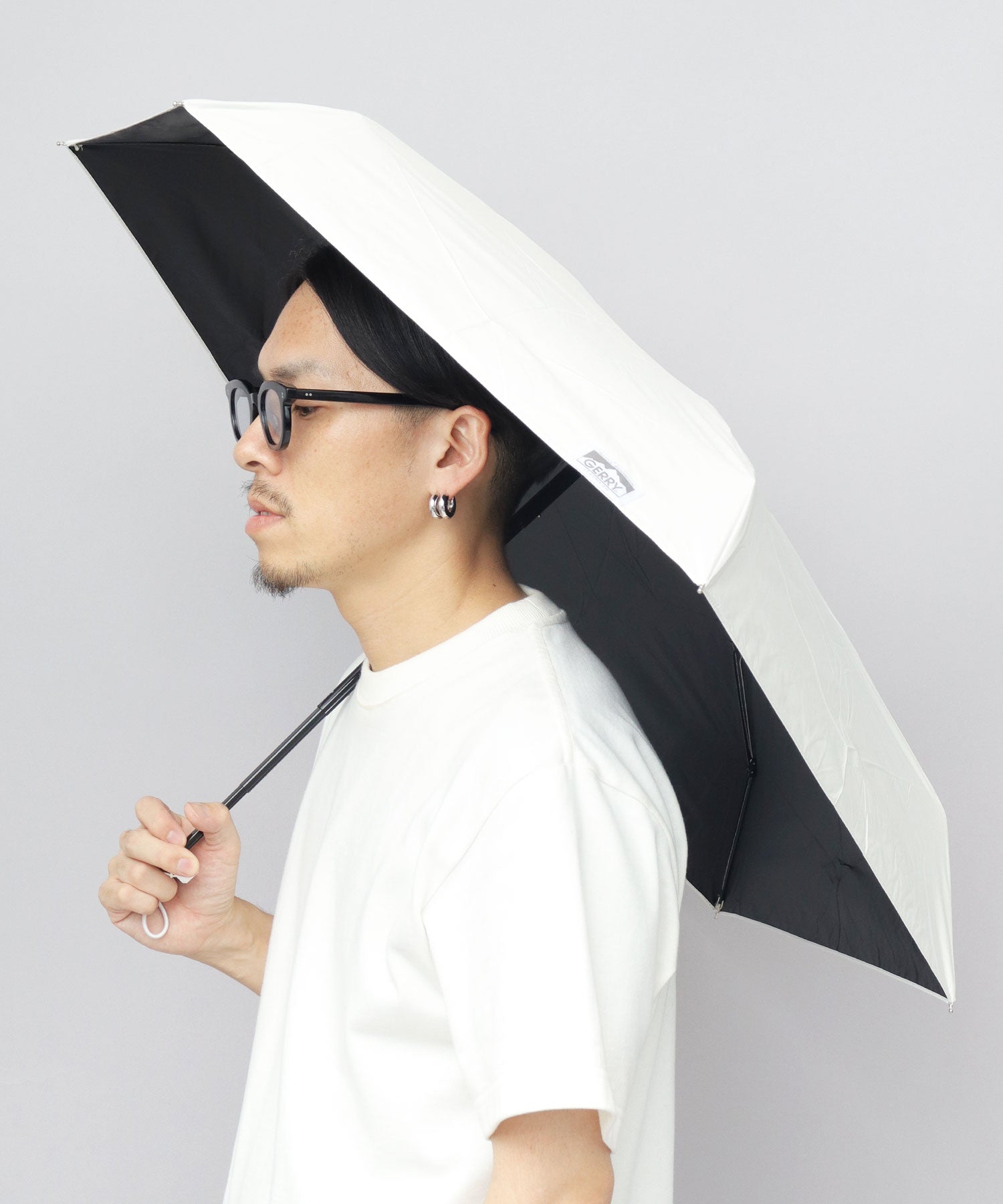 ジェリー GERRY 傘 日傘 晴雨兼用 UVカット 遮光 シルバー 黒 白 メンズ 折り畳み傘